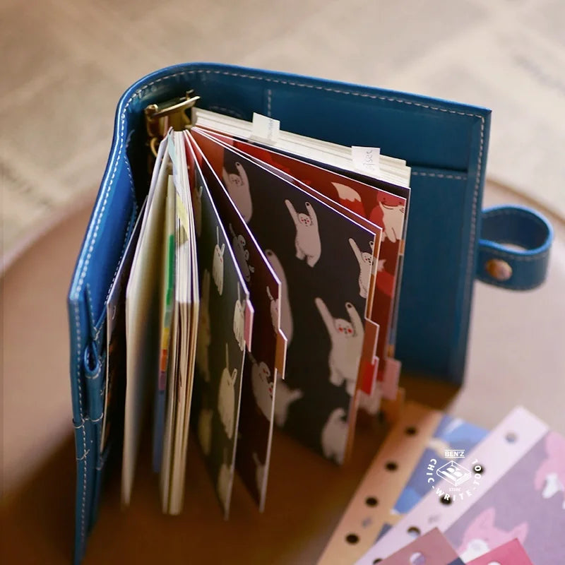 Retro Bookmarks Index Pages 6pcs A5/A6/A7/M5 6-Holes Binder Index Divider Cartoon Multicolor Loose-Leaf Notebook Classification