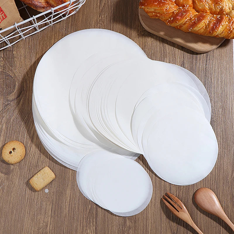 50pcs round Parchment Paper Baking Oiled Paper Air Deep-Fried Pot Paper Steamer Liners Barbecue Sheets Disposable