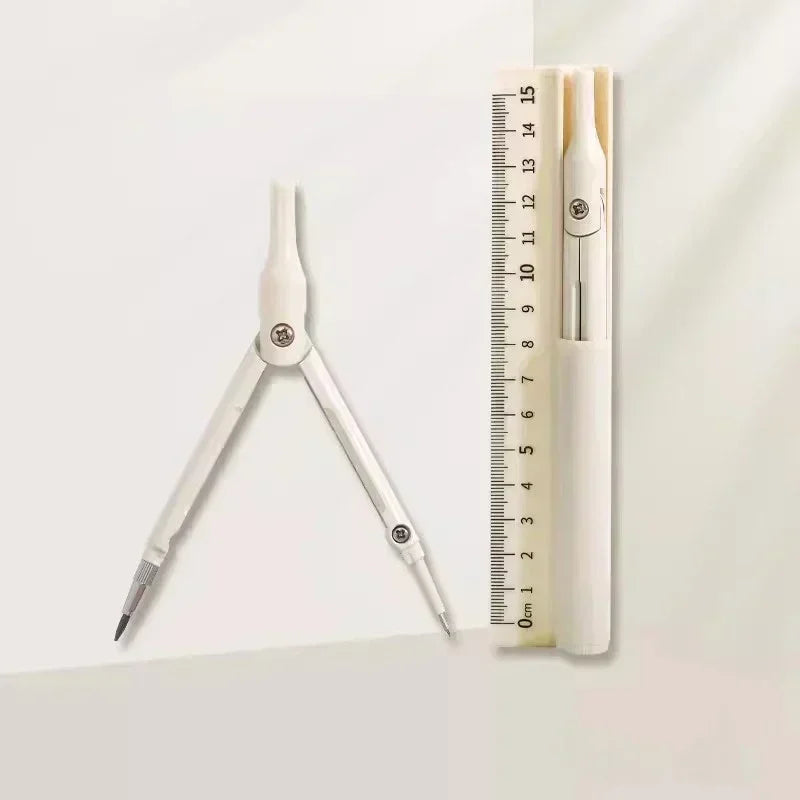 3 in 1 Compass Geometry Set with Ruler Pencil Kawaii Multifunctional Drawing Compass Math Geometry Tool Office School Supplies