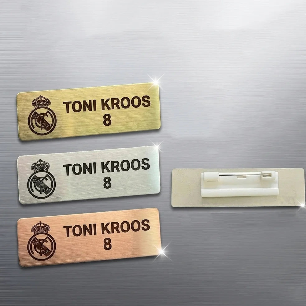 7*2cm Customize Logo/Name Stainless Steel Nametag Brooch with Brushed Finish Customize Company Brand Employee Identification