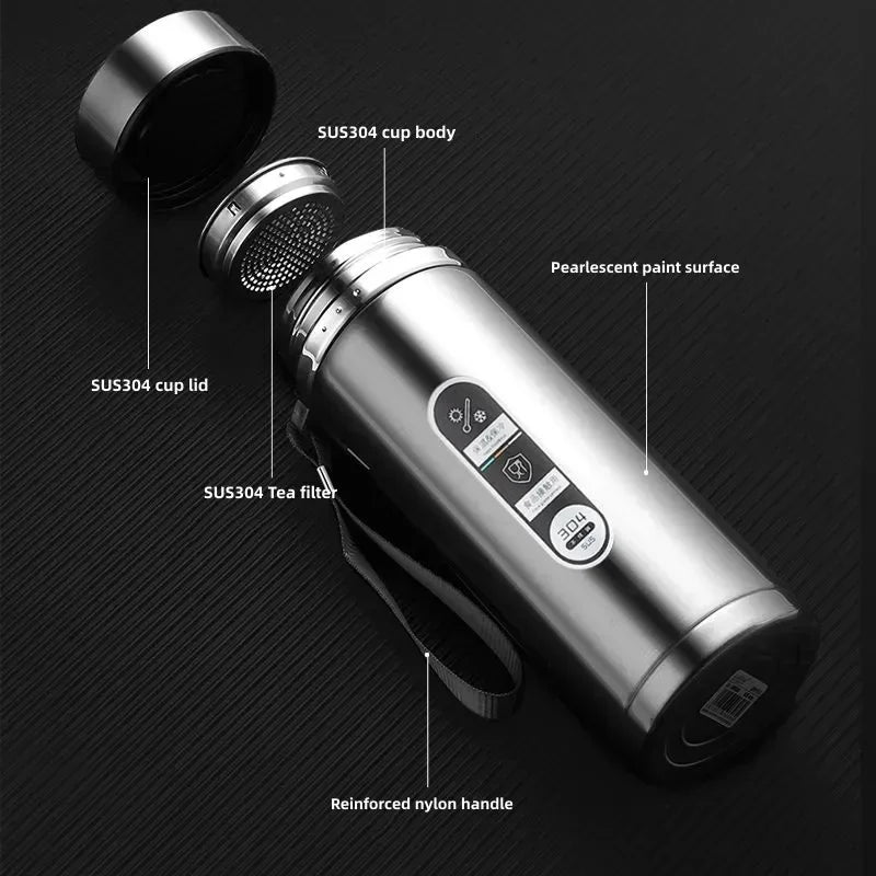 Thermos Sus304 Tea Water Bottle 500ML-1Liter Stainless Steel Vacuum Flask Portable Cups Bottle with LED Temperature Display
