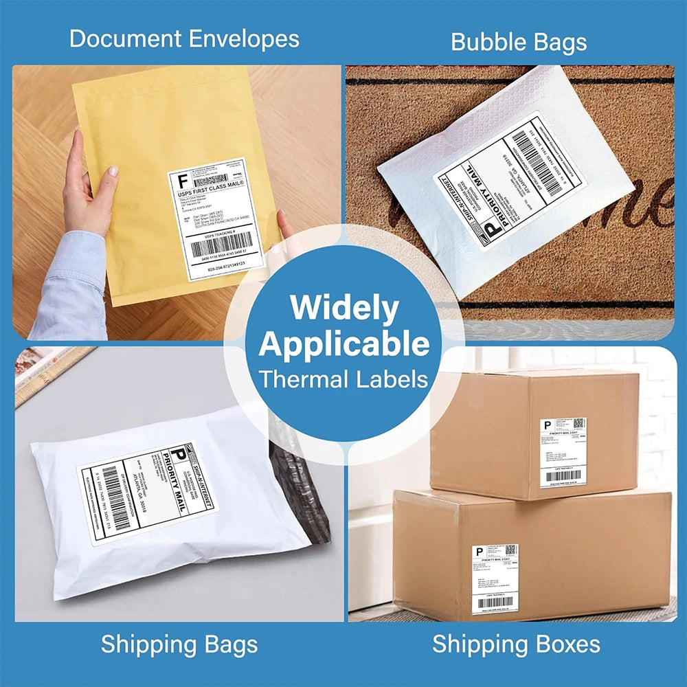 4"x6" inch Shipping Labels For Thermal Label Printer 100x150mm Adhesive Fold Thermal Label Paper For Business Express Shipping