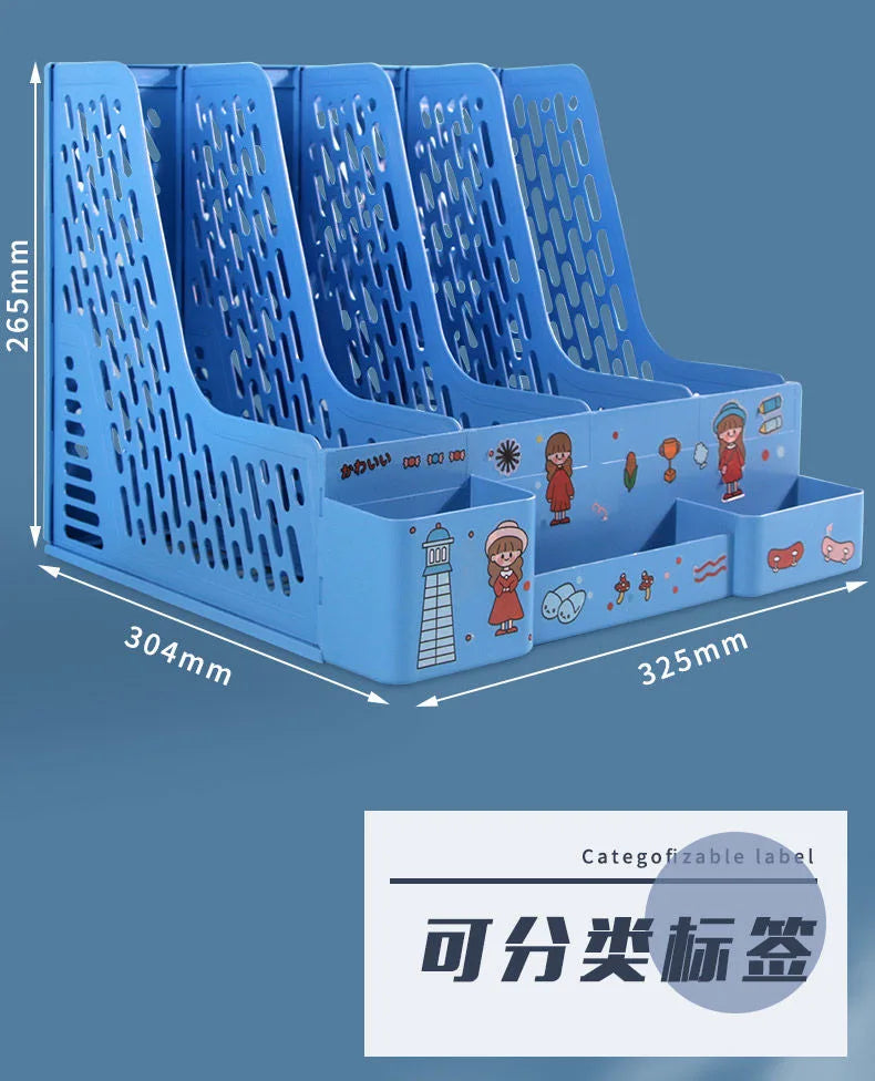 Multi-color file rack folder storage box desktop file box multi-functional file basket multi-layer shelf office bookshelf