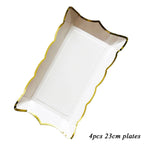 Rectangle Solid Color Disposable Tableware Paper Plates Kids Birthday Party Wedding Valentine's Day Decoration Supplies