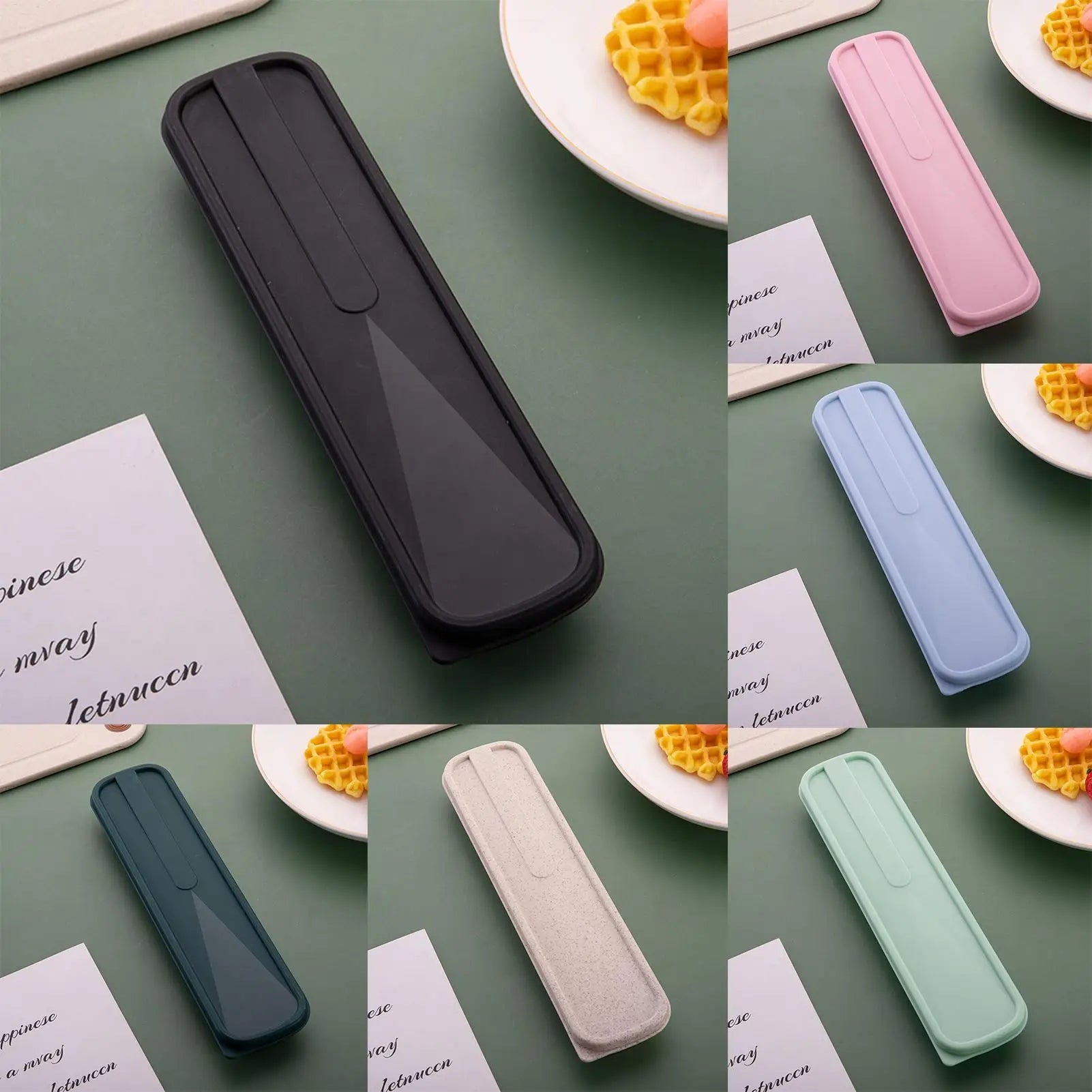 Tableware Box Environmental Cutlery Box Portable FlipCover Type Cutlery Case Spoon Storage Box Lightweight Travel Accessories