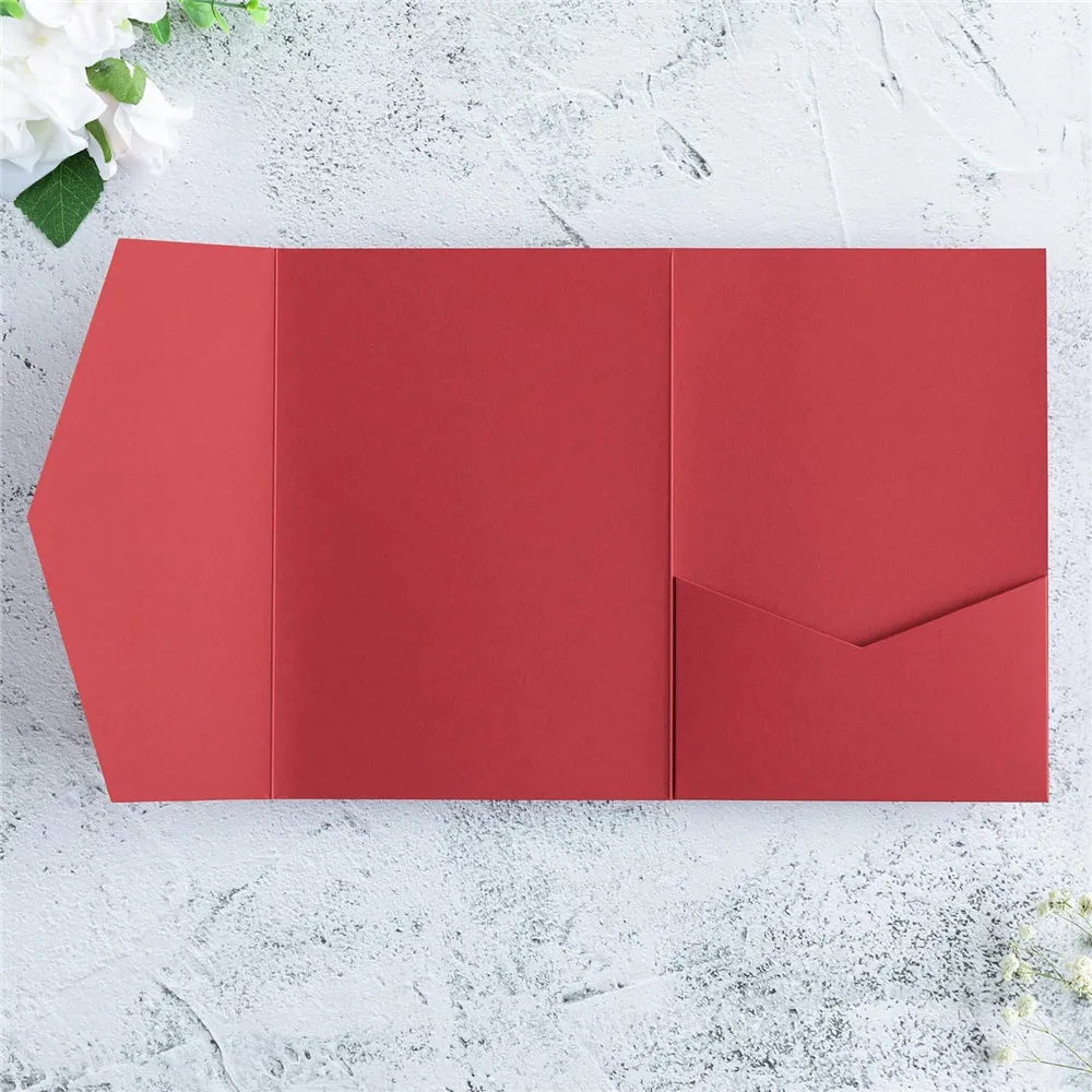 5pcs 18x13cm Pink Envelopes for Wedding Invitation Birthday Anniversary Thick Tri-Fold Envelope Greeting Card Pocket Envelope