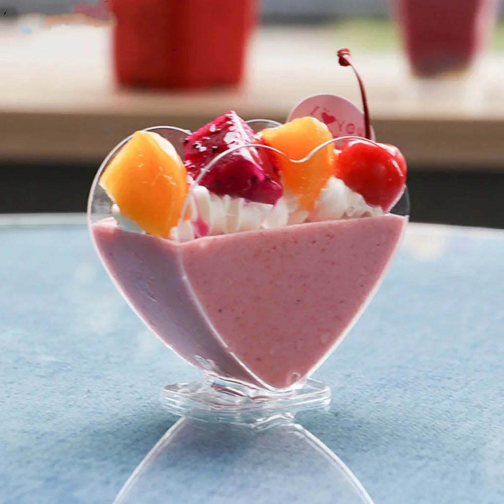 10pcs-Plastic dessert cup, heart-shaped mousse cup, pudding cup, heart-shaped Jelly cup, Tiramisu cup