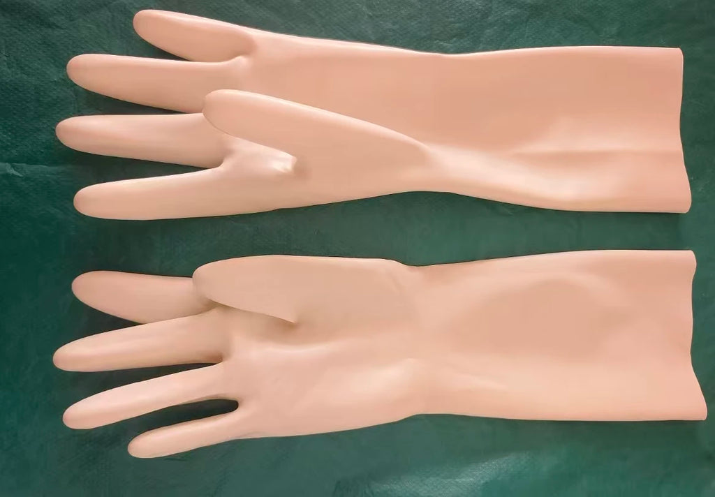 Free Shipping 100% Natural Latex Unisex Classic Flash Red Short Latex Gloves Slim Finger Hand Finger Gloves Seamless