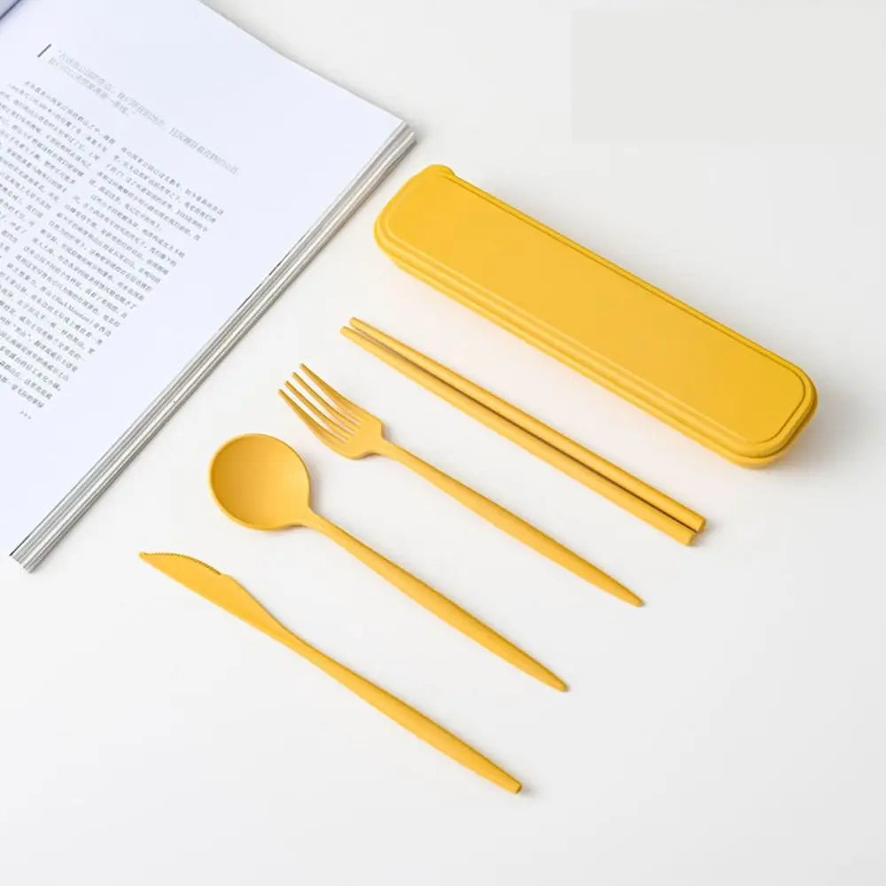 New Wheat straw Wheat Straw Dinnerware Set Eco-Friendly Portable Utensil Box Tableware Cutlery Set Travel