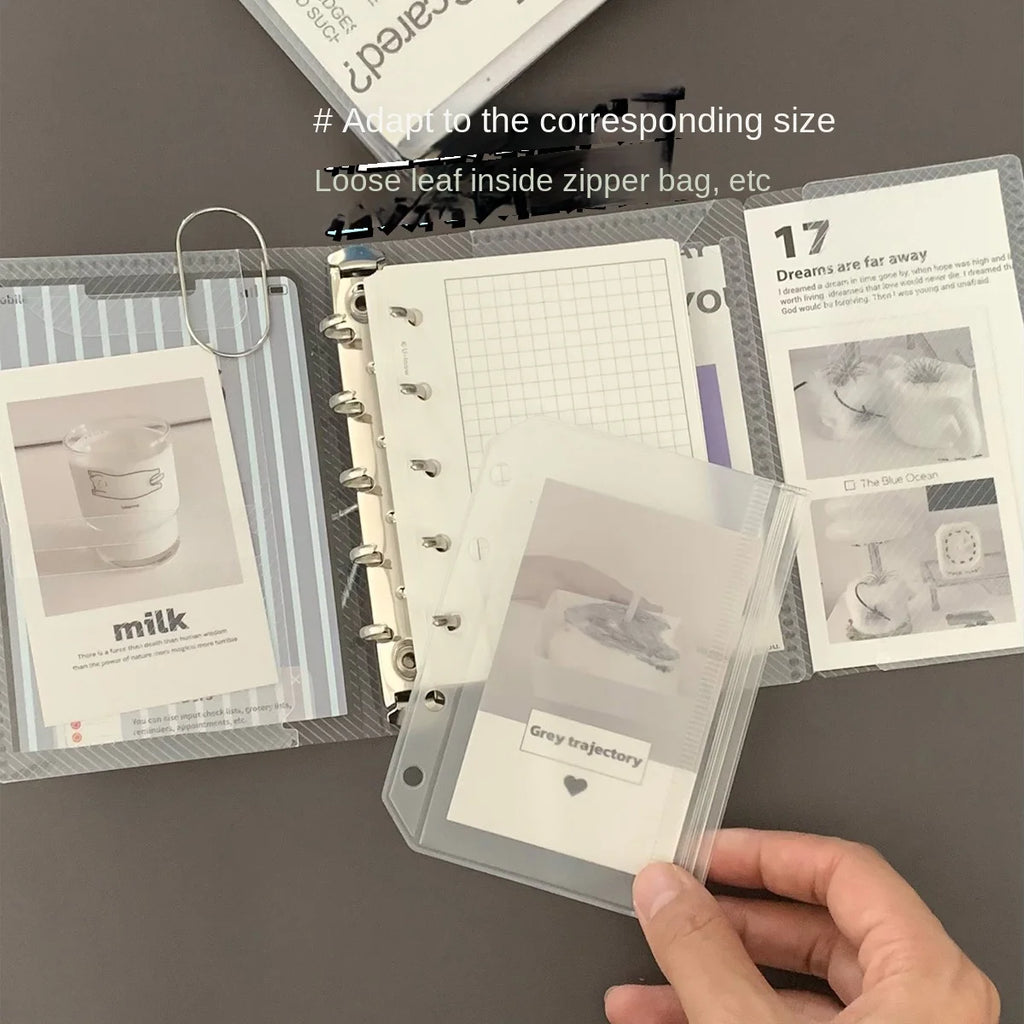 M5 A7 A6 Diagonal PP Three Fold PP Loose Leaf notebook Cover Mini Portable Sticker Small Card Photo Storage Ledger
