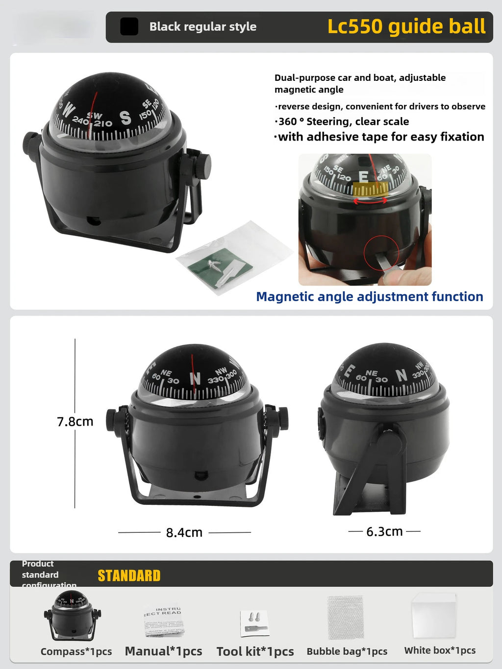 High Precision LED Light Pivoting Compass Navigation Electronic Compass For Marine Boat Car