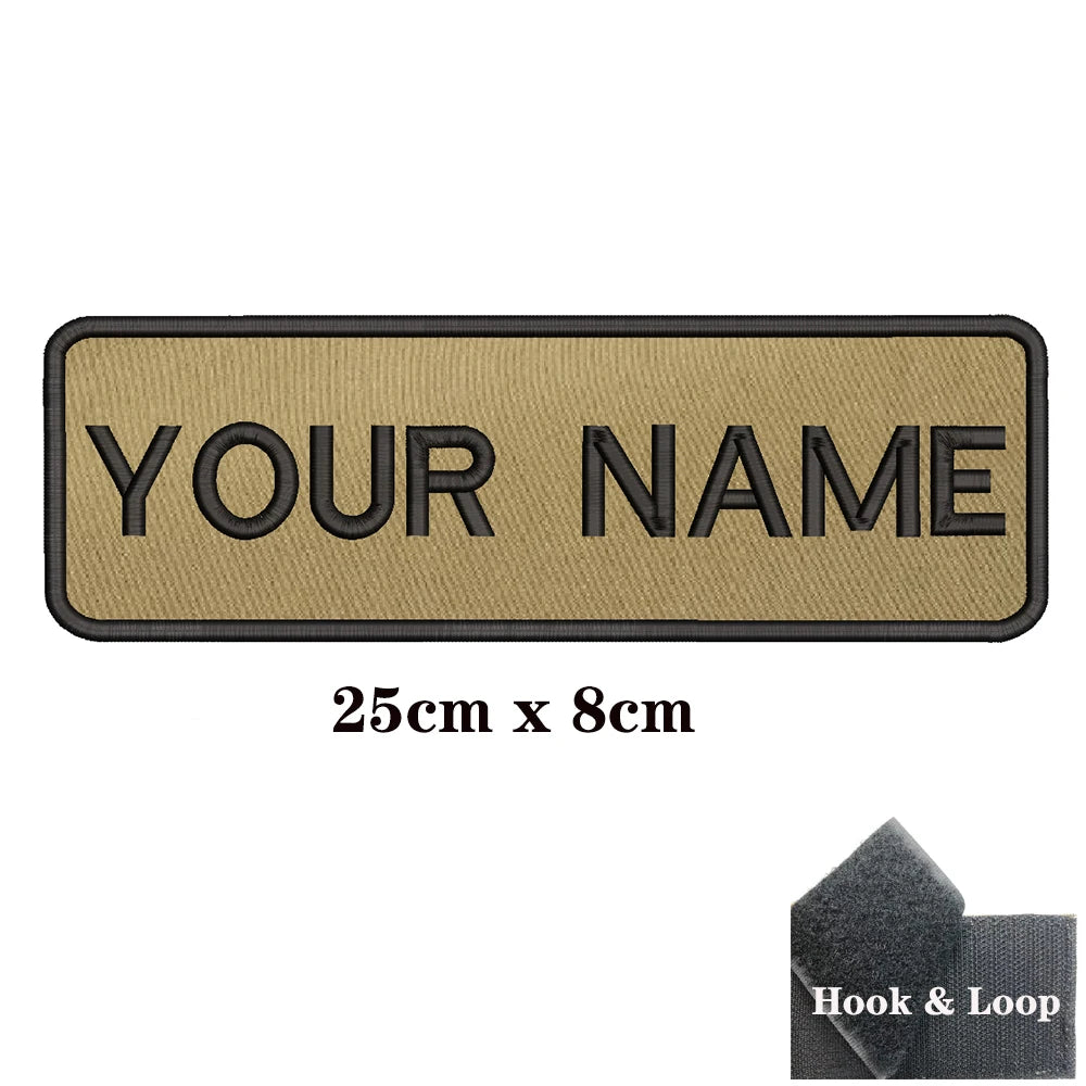 1PC Custom Personalized Name number Patch Stripes Badge tags chevrons Armband Iron On Or Hook Loop embroidered Military Khaki