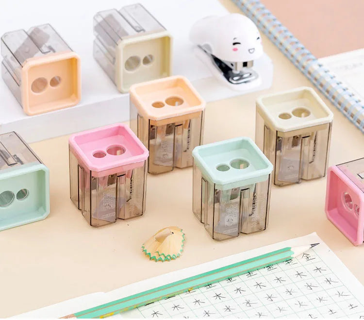 1 Piece Lytwtw's School Supplies Cute Morandi Color Geometry Sharpener For Pencil Office Creative Stationery Item