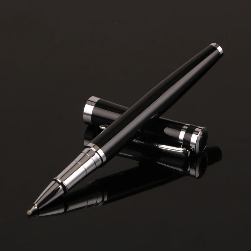 Luxury Metal Silver Black Signature Ballpoint Pens for Business Writing Office Supplies Stationery Customized Logo Name Gift