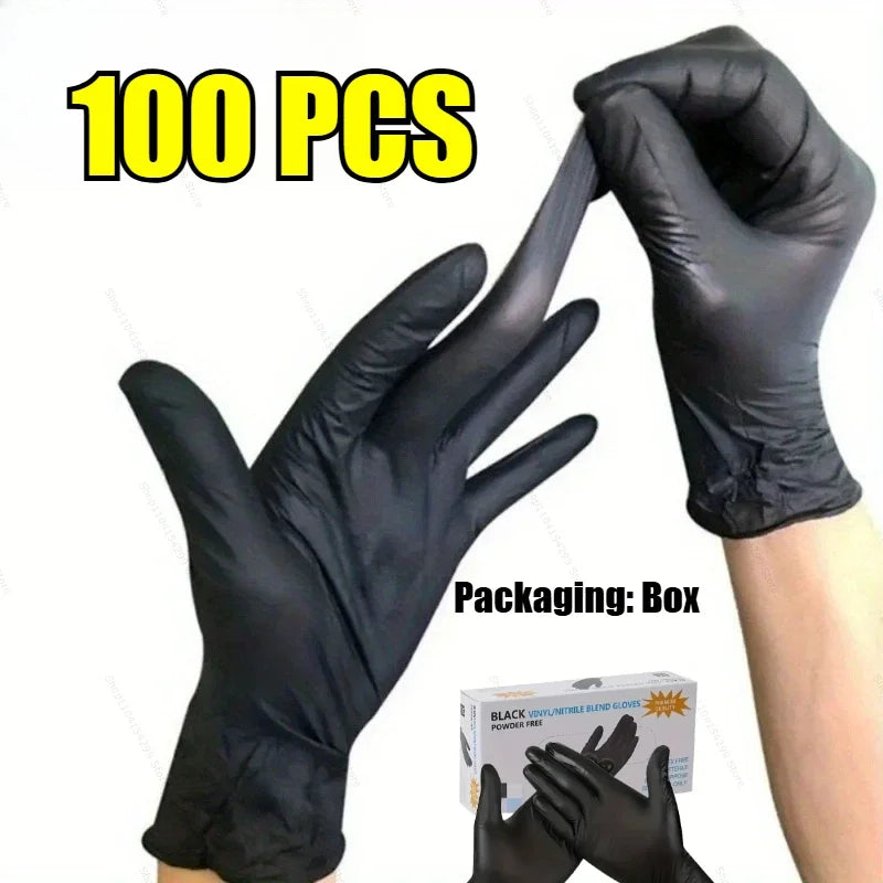 Disposable Nitrile Black Latex Gloves Cooking Wash Cycling Glove Household Antistatic Cleaning Gloves Hairdressing Nail Art Tool
