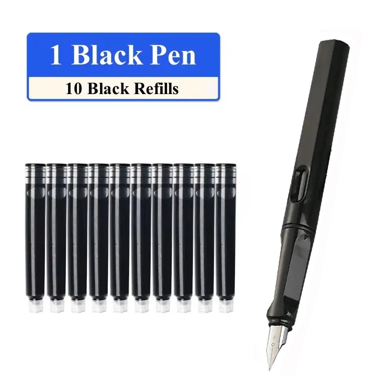 Fountain Pen Set Replaceable Ink Refill Calligraphy Multifunction Pens For Writing 0.38mm Office School Stationery Supplies