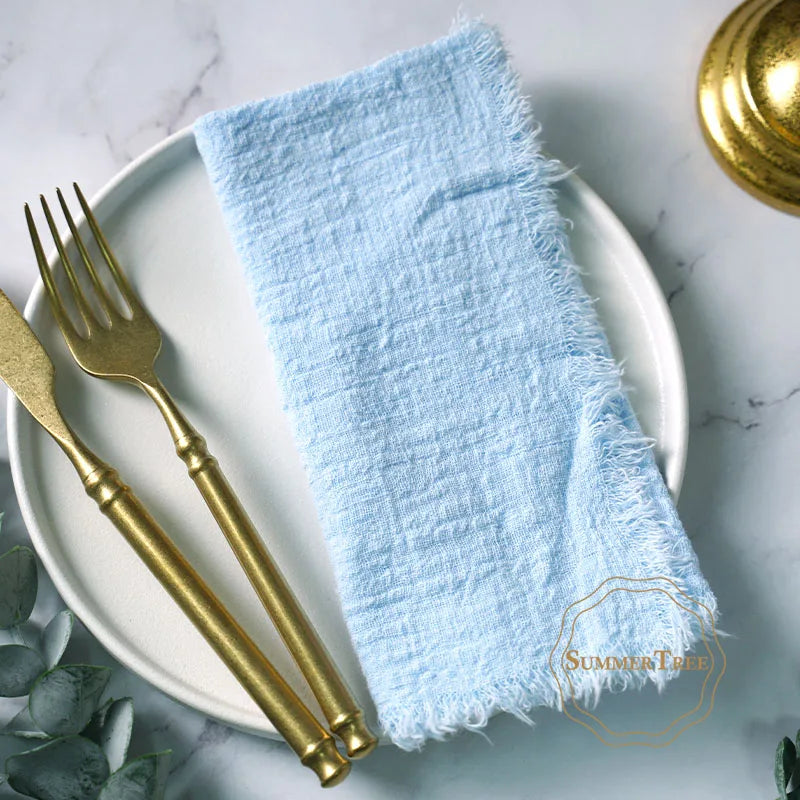 12PCS Napkins 41x41cm Cotton Cloth Gauze Retro Burr Rustic Kitchen Towel Dining Place Mat Wedding Party Linen Napkin Table Decor