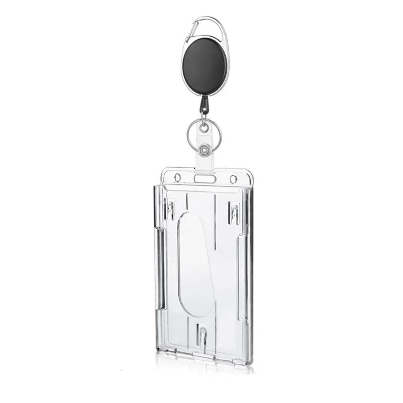 1 Pcs Aluminum Alloy Card Cover Case Bank Business Work Card Holder with ABS Retractable Badge Reel Credit ID Card Badge Bag