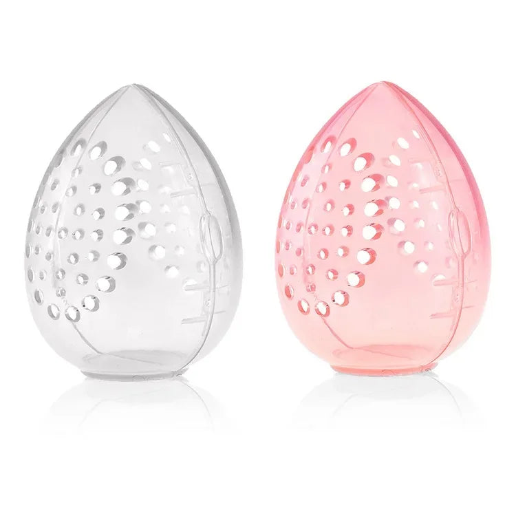 Empty Makeup Sponge Storage Box Plastic Egg Shaped Cosmetic Puff Organizer Rack Portable Makeup Blender Holder Stand Drying Box