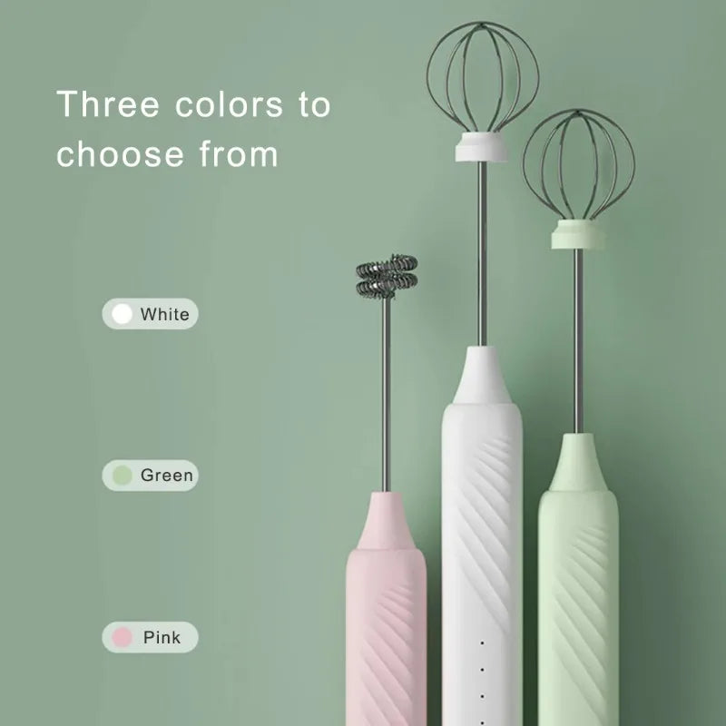OCOOSO 2 in 1 Electric Milk Frother Rechargeable Coffee Milk Frother 3 Speed Adjustable Milk Frother Handheld Electric Dual Head