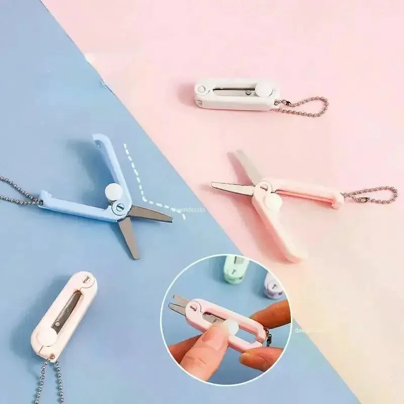 Creative Mini Portable Folding Scissors Morandi Simple Paper-Cutting Art Tool Stationary Scissors Office School Supplies.