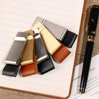 6-1PCS Stainless Steel Leather Pen Holder Pencil Clamps Notebook Bookmark Practical Organizer Clip Pen Holder Office Stationary