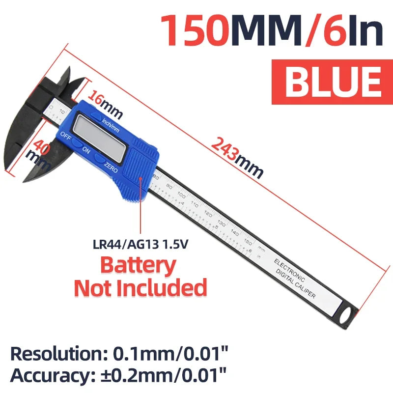 Digital Vernier Caliper Plastic Pachometer Digital Ruler Carpentry Tool Caliber Measuring Tool Digital Caliper Depth Gauge
