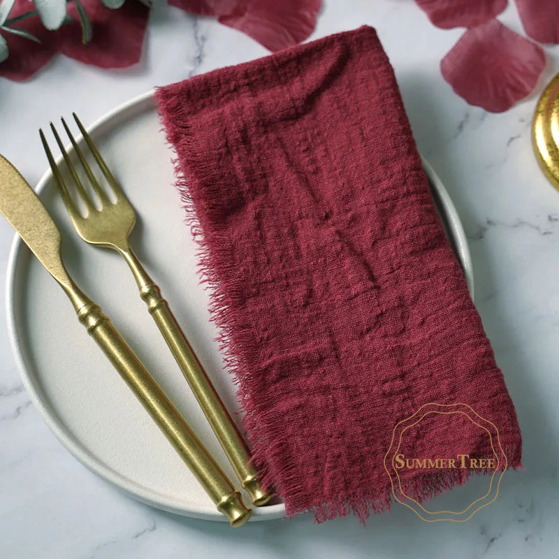 10pcs Napkins 41x41cm Cotton Cloth Gauze Retro Burr Rustic Towel Dining Place Mats Wedding Party Linen Fabric Table Decoration