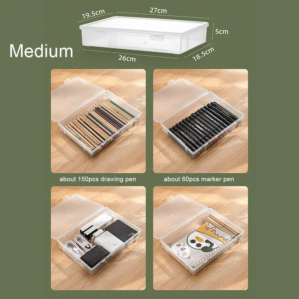 1Pc Transparent Storage Container Plastic Dustproof Box Stationery Jewelry Portable Large Capacity A4 A5 File Organizer Supplies