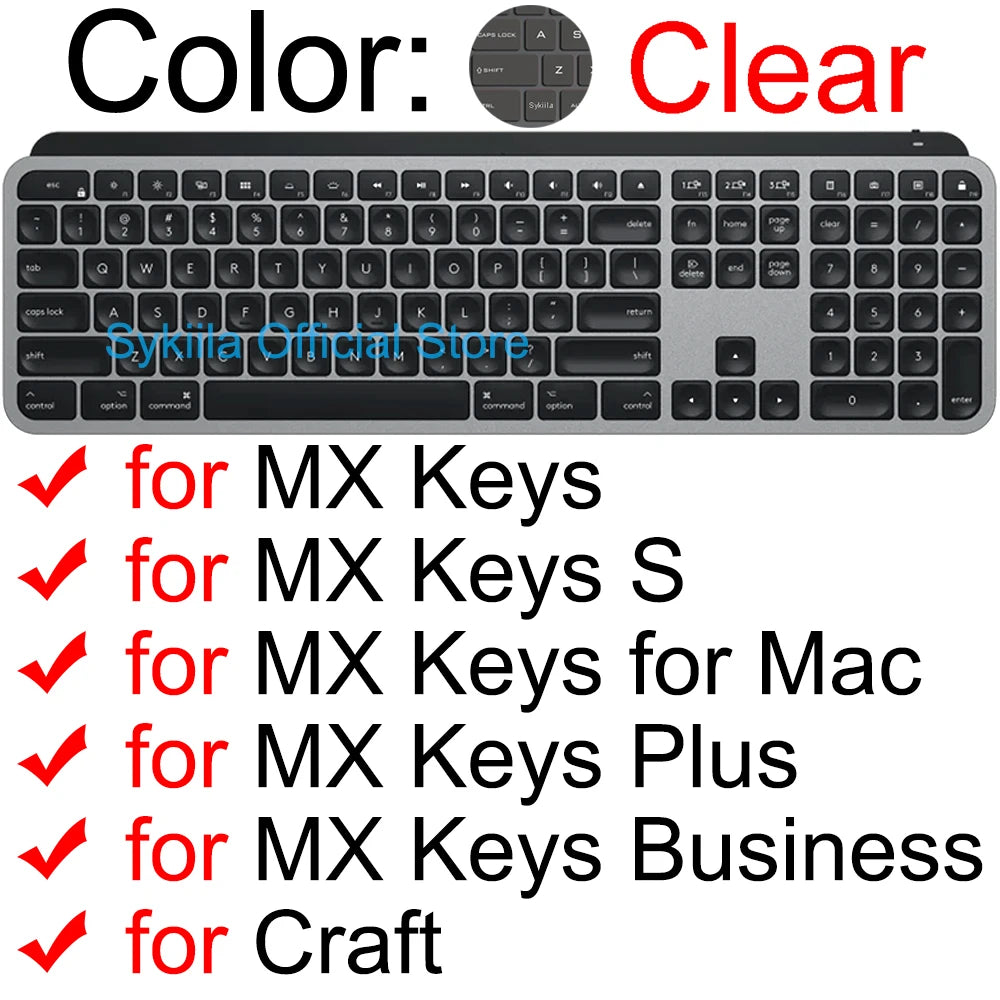 Keyboard Cover for Logitech MX KEYS S Mechanical Plus for Mac for Logi Protective Protector Skin Clear Silicone Case Accessories