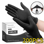 10-200pc Nitrile Gloves Black Rubber Gloves Latex Disposable Gloves Work Housework Car Industry Gardening Pet Care Cooking Tools