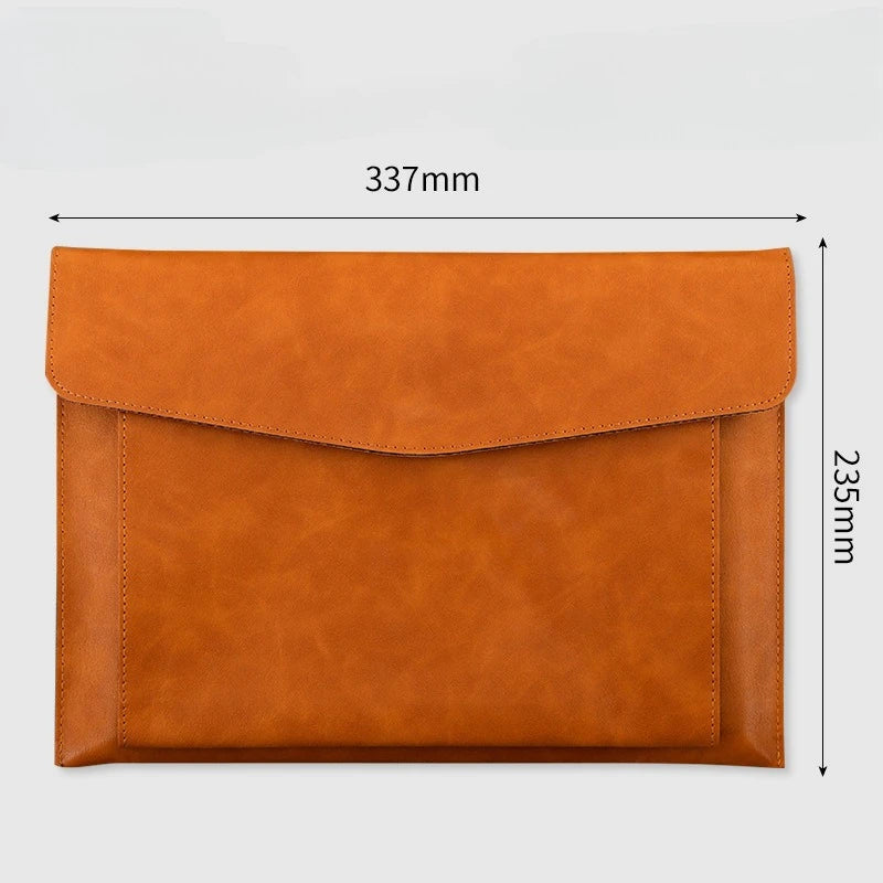 A4 Leather Document Bag Storage Bag  Large Capacity Double-layer File Folder Business Official Briefcase
