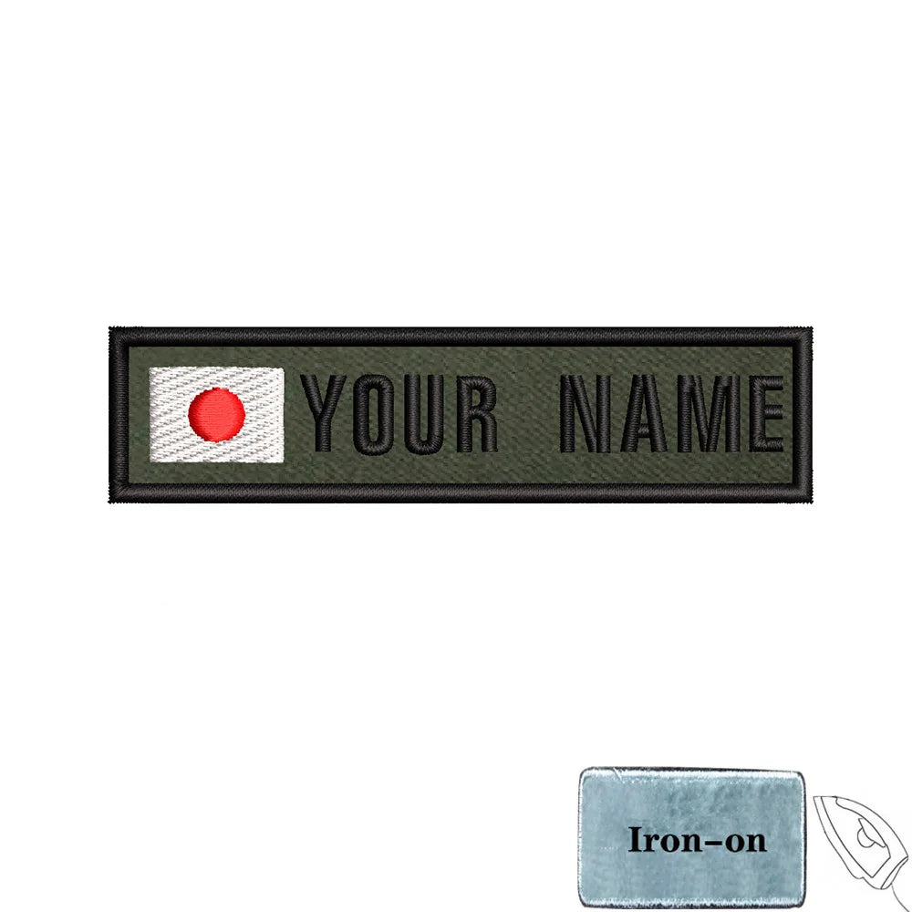 1PC 10cmX2.5cm Custom Name Flag Patch Stripes Badge Iron On Or Hook Loop Armband Germany Luxembourg Armenia Serbia green