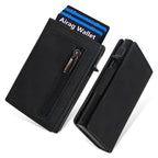 RFID Blocking Pop-up Minimalist Wallet for Men, Luxury Magnetic Leather Credit Card Holder, Unisex Slim Bank Cardholder Purse