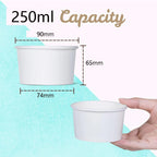 250ml Paper Ice Cream Cups Disposable Dessert Bowls for Hot or Cold Food Party Supplies Treat Cups for Sundae, Frozen Yogurt