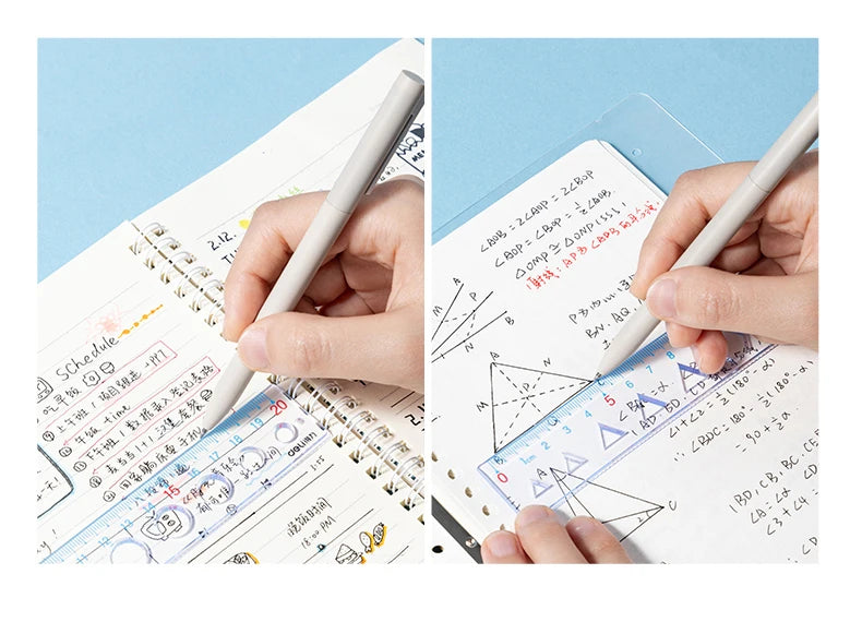 Deli 4pcs/set Transparent Soft Ruler Flexible Straight Triangle Rulers Protractor for Home Office Drawing Maths Measuring Tool