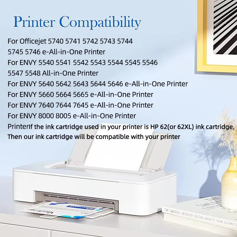 62XL Ink Cartridges Replacement For HP 62 HP62 Compatible Envy 5540 5640 5642 5644 5646 7640 5660 7644 250 200 5740 5742 Printer