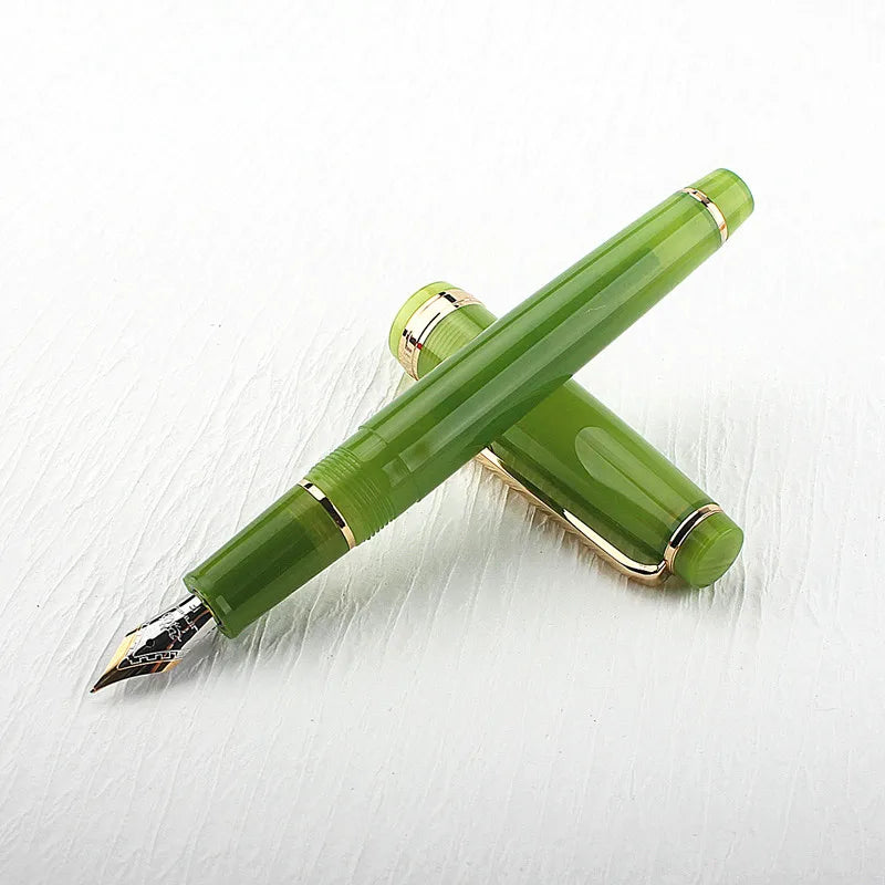 Jinhao 82 Fountain Pen Acrylic EF/F/M/Bent Nib Golden Trim with Converter Writing Pen