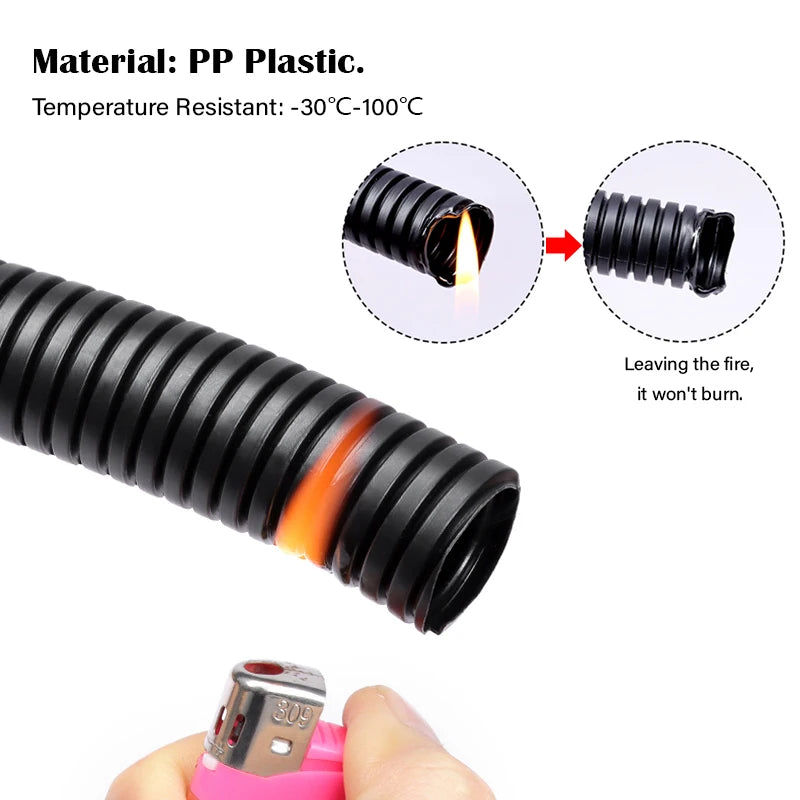 1~10m PP Insulated Corrugated Split Loom Tube AD 7.5/10/11.6/13/28.5/34.5mm for Wire Cable Harness Threading Protection Sleeving