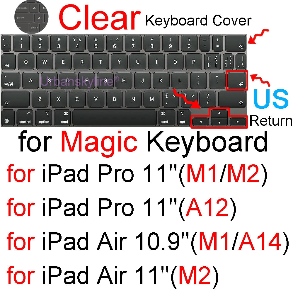 Keyboard Cover for iPad Pro 13 M4 12.9 Magic Keyboard Air 11 M3 10 10.5 10.9 M2 M1 Smart Case Folio Silicone Protector Skin TPU