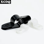 100pcs White R Shape Cable Clips Screw Fixing Nylon PA66 Plastic Desk Office Electric Wire Holder Fastener Management