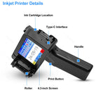 Mini Handheld Inkjet Printer 2-12.7mm for Text QR Barcode Batch Number Logo Date Label Printer with 0/1/2 Ink Cartridges