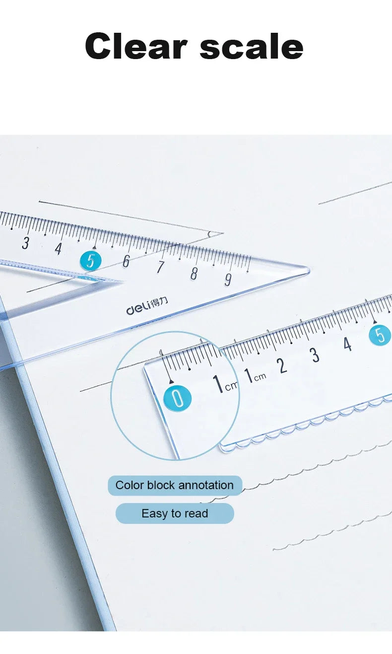 Deli Transparen Soft Ruler Set 4 in 1 Plastic Rulers for Student Drawing Mathematical Geometry School Stationery Curve Ruler