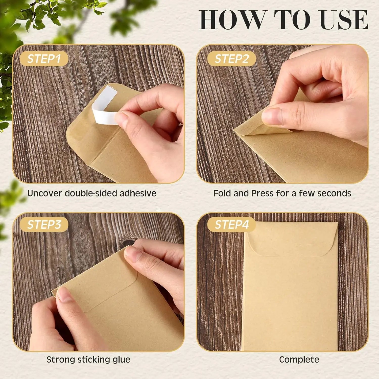 50/100/150 Pcs Seed Envelopes Resealable Seed Packets 3.15 X 4.72 Inch Secure Tiny Seal Saving Envelopes (Brown) For Gardening