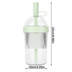 Transparent Portable Coffee Cup 500ml Leak-proof Reusable Plastic Travel Drinking Cup With Straw Office Outdoor Sports Tourists