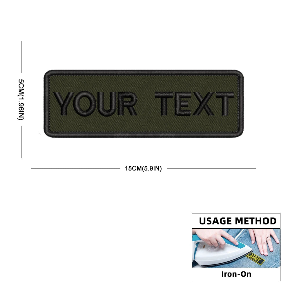 Custom Personalized Name Number Patch Stripes Badge Tags Different Sizes Iron On Or Hook Loop Embroidered Military Green Patches