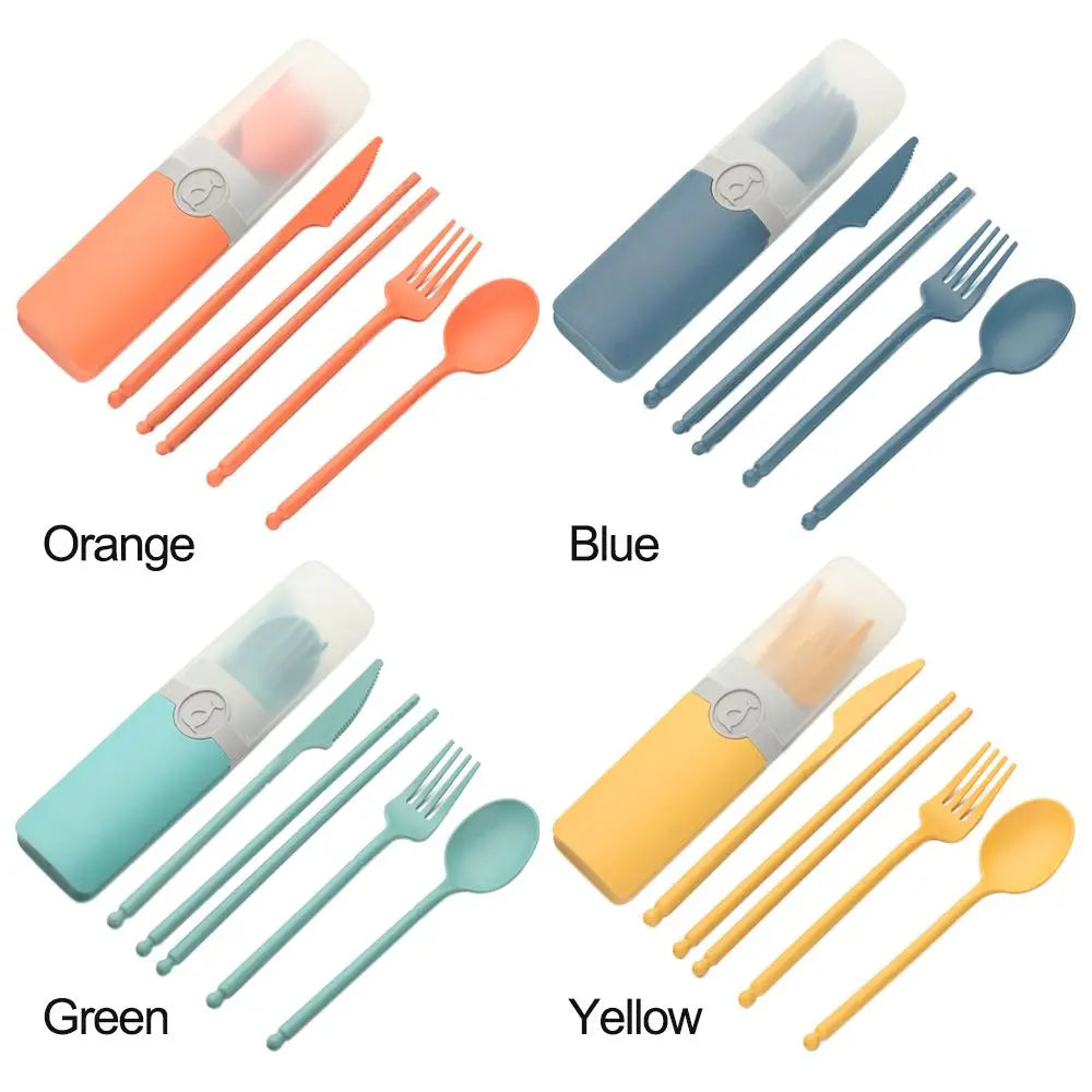 Wheat Straw Portable Reusable Spoon Fork Spoon Portable Cutlery Sets With Case Tableware Set