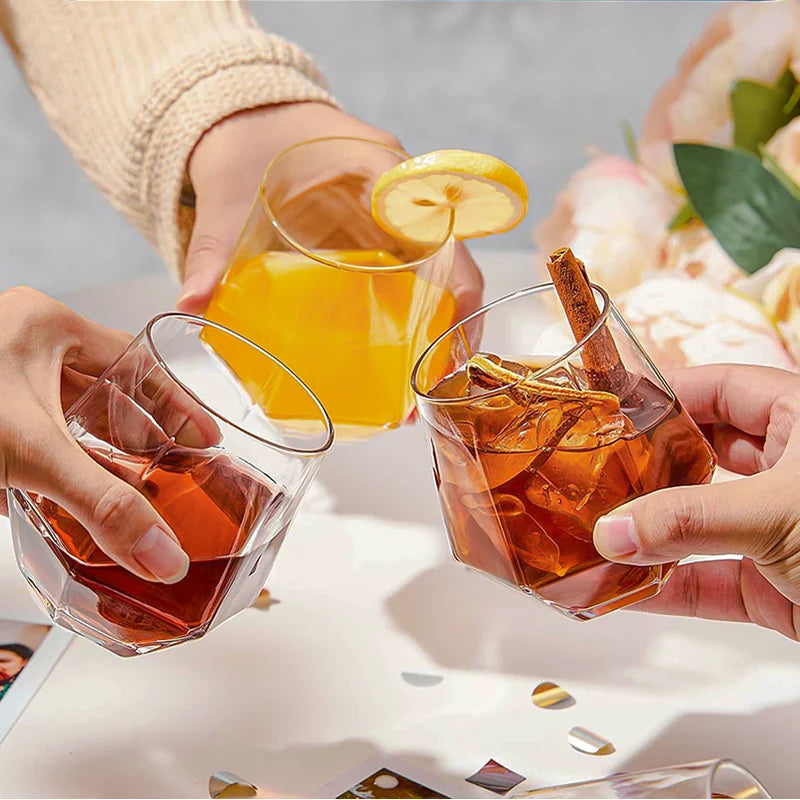 12-48PCS Diamond Plastic Wine Glasses Disposable Stemless Plastic Cups Whiskey Cocktail for Party Birthday Gathering Bars 12oz
