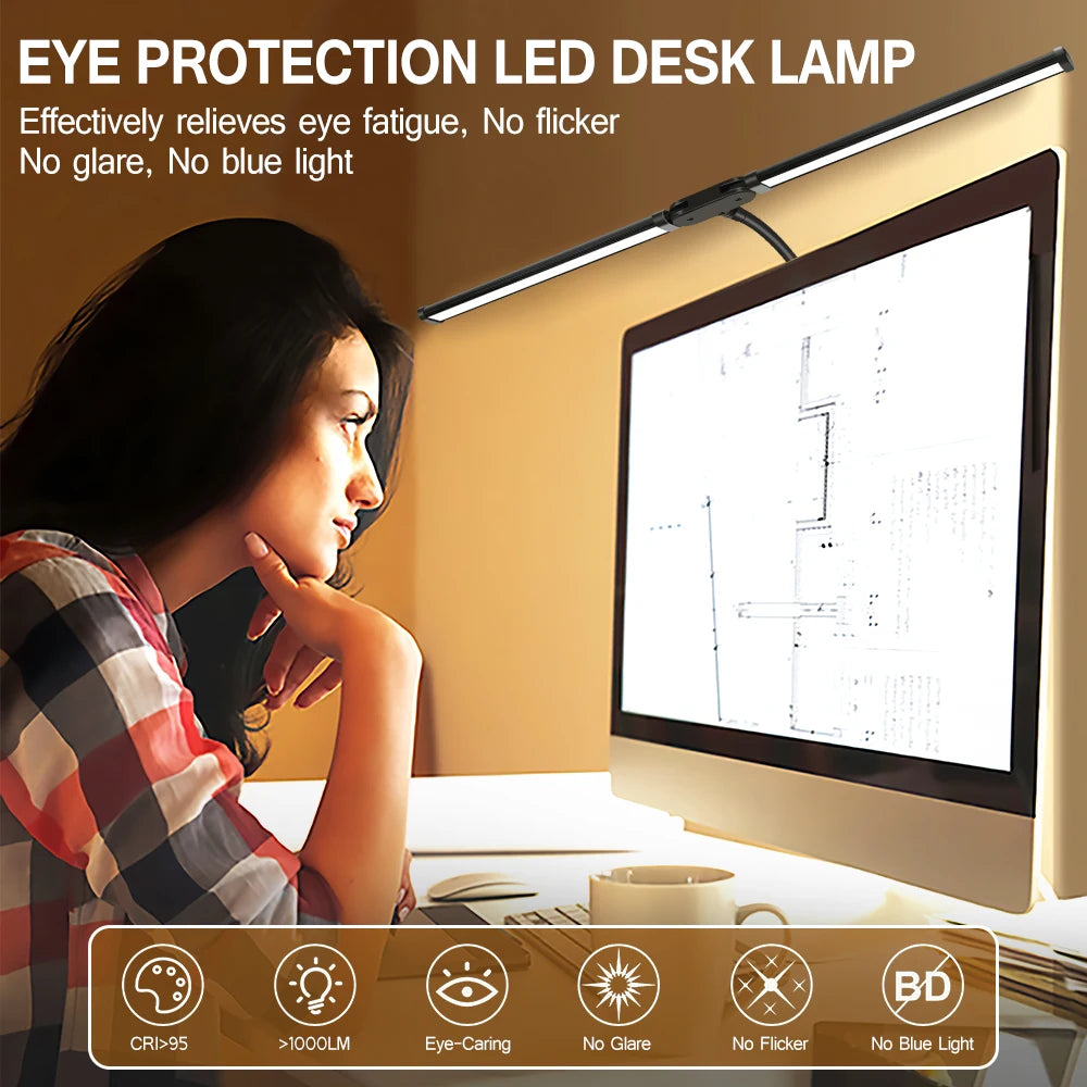 LED Desk Lamp with Clamp Swing Arm Desk Lamps Eye-Caring Dimmable Desk Light with 3 Color Modes and 10 Dimmable led Table lights