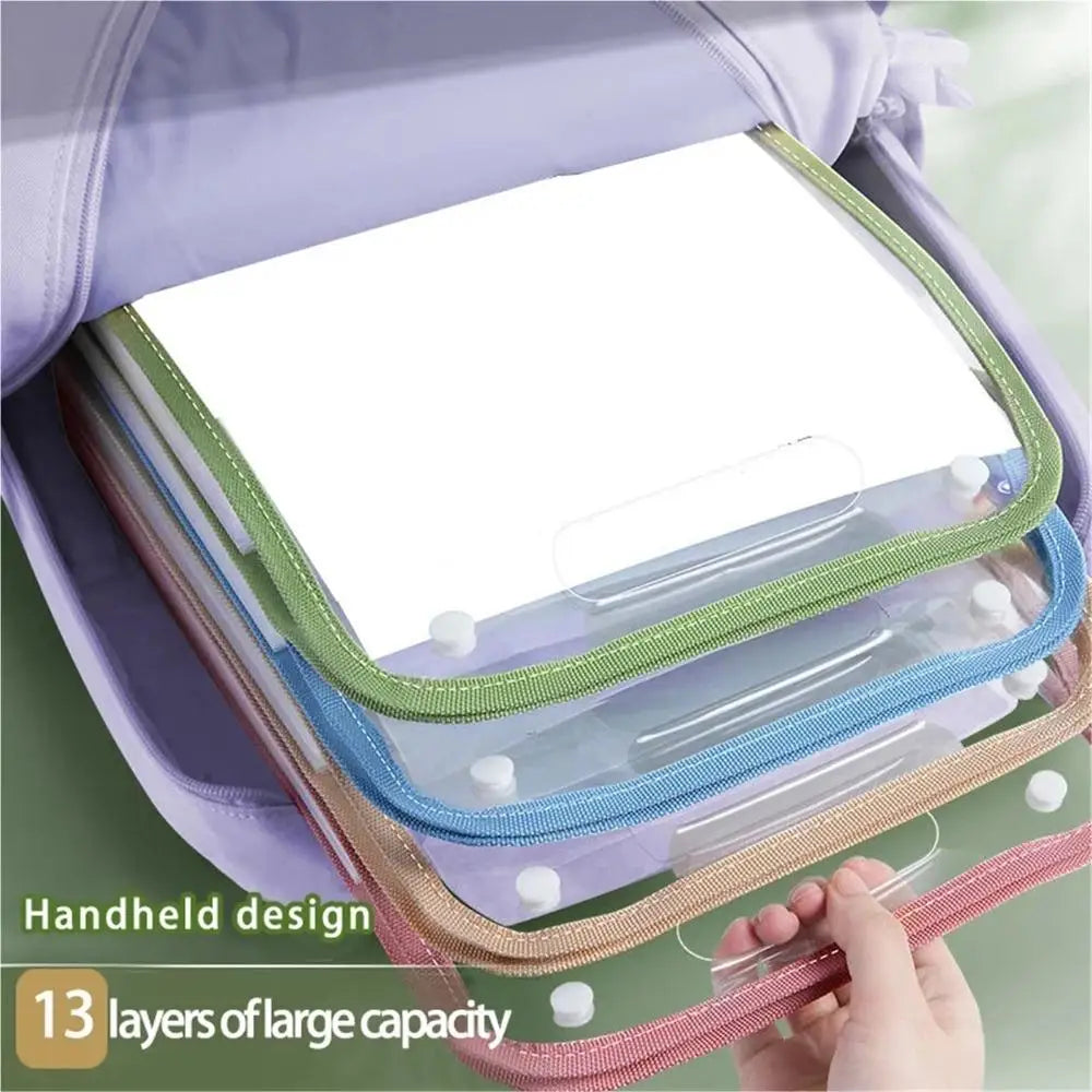 A4 Accordion File Folder Translucent 13 Pockets Expanding Letter Labels School Home Office Document Receipt Filing Organizer